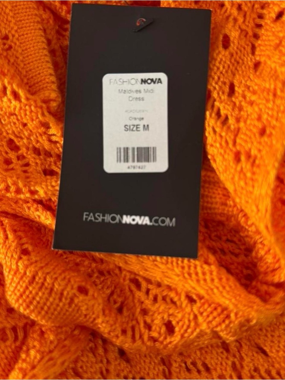 Fashion Nova Orange Crochet Cutout Midi Dress - Picture 5 of 5